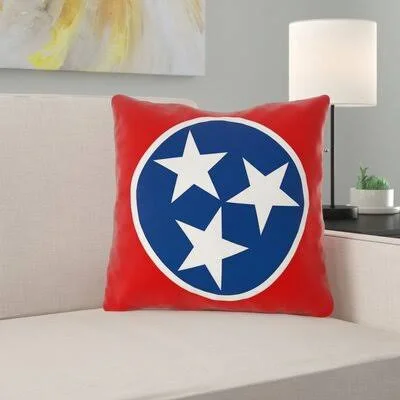 Centers Tennessee Flag in, Faux Linen/Throw Pillow-Concealed Zipper-Indoor East Urban Home Size: 14x22 x 14