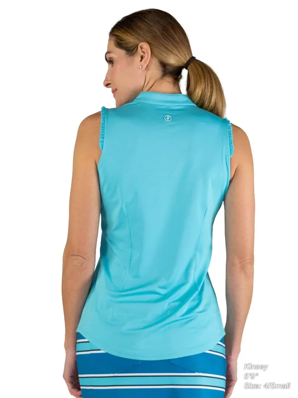Jofit Women's Cutaway Ruffle Mock Top in Capri Size X-Large