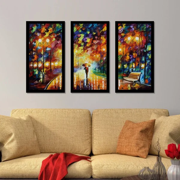 Reincarnation by Leonid Afremov 3 Piece Framed Painting Print Set Picture Perfect International Size: 25.5x22 H x 40.5x22 W x 1x