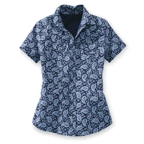 Blue Bandana Print Shirt in Navy Blue Size Small 100% Cotton by Sagefinds