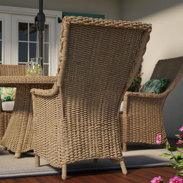 Allen + Roth Buchan Bay Set of 2 Wicker Yellow Metal Frame Stationary Dining Chair(s) with White Cushioned Seat, FRS60761