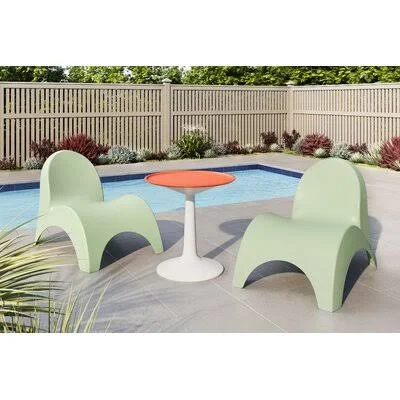 Hammontree Chaise Lounge with Table Wade Logan Color: Green/Orange