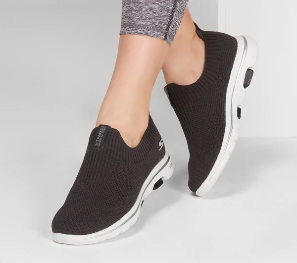 Skechers Women's GOwalk 5 Trendy Slip on Sneaker - Black/White