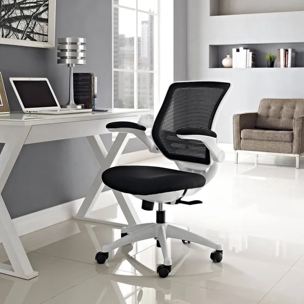 Porch & den Tonti White Frame Mesh Seat Office Chair - Grey