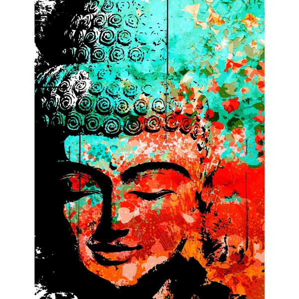 Marmont Hill Buddha Green Red by Rick Martin Painting Print on Wrapped Canvas - Size: 30x22 x 36x22
