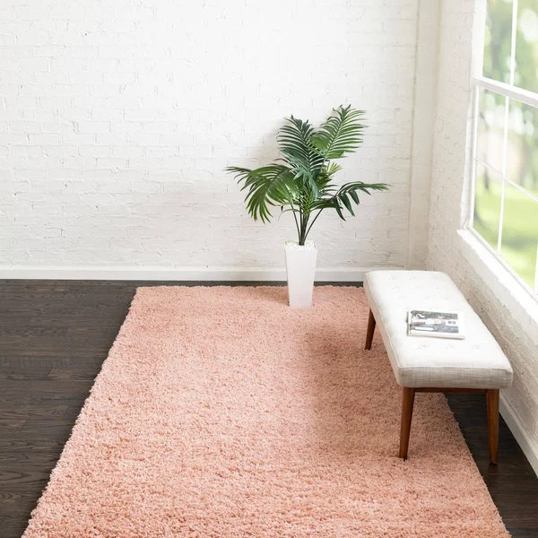 Unique Loom Everyday Solid Shag Area Rug - Rose Pink - 5& 0 x 8& 0
