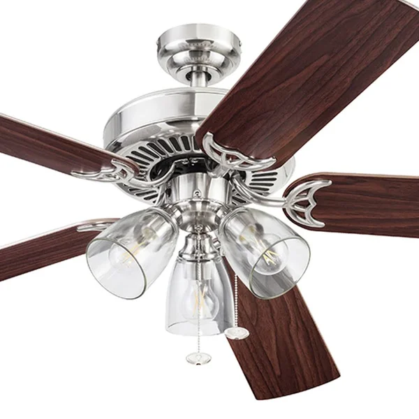 Better Homes & Gardens 52 inch Satin Nickel 3 Light - 5-Blade Ceiling Fan