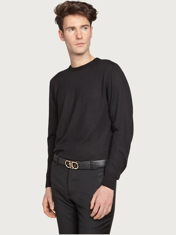 Salvatore Ferragamo Men's Rose Gold Double Gancio Reversible Belt