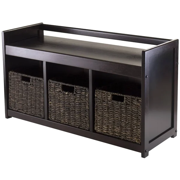 Winsome Addison 4pc Storage Bench with 3 Foldable Corn Husk Baskets
