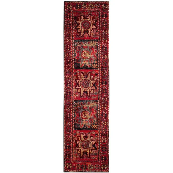 Safavieh Vintage Hamadan Rug Collection VTH213M - Light Blue, Black - 6&-7x22 x 9&