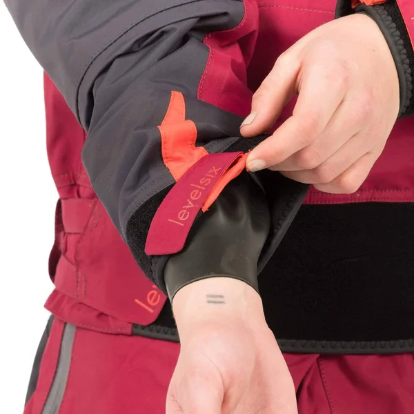 Level Six Women's Freya Front Entry Drysuit - XL - Beet Red