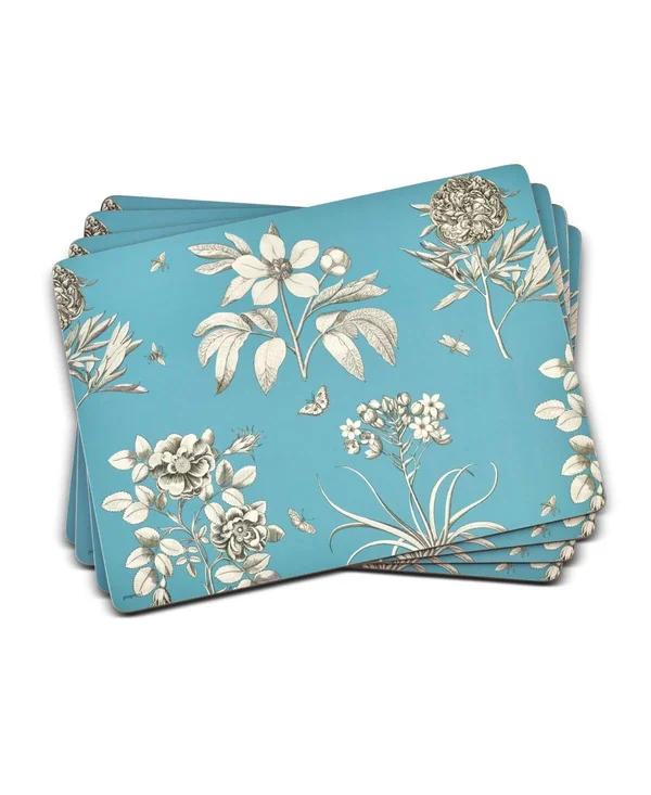 Pimpernel Sanderson Etchings and Roses Blue Placemats - Set of 4