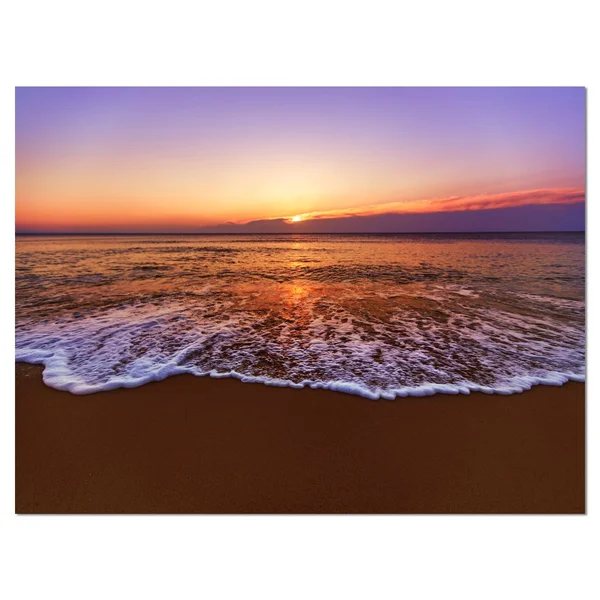 Design Art Orange Tinged Sea Waters at Sunset Photographic Print on Wrapped Canvas, Size: 12x22 H x 20x22 W x 1x22 D, Blue