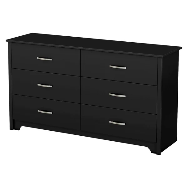 South Shore Fusion Double Dresser - Chest of drawers - 6 drawers - particle board - pure black