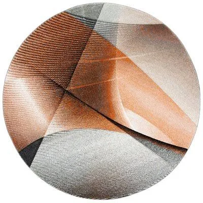 Tontogany Geometric Gray/Orange Area Rug Orren Ellis Rug Size: Round 5&3x22