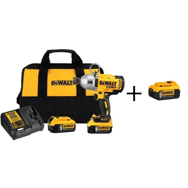 DeWalt 20-Volt Max XR Cordless Brushless 7/16 in. High Torque Impact Wrench Quick Release Chuck & (3) 20-Volt 5.0Ah Batterie