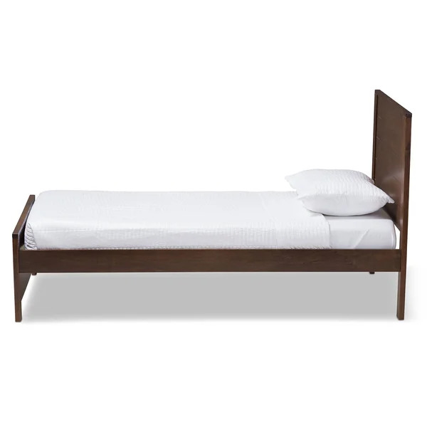 Catalina Modern Classic Mission Style Walnut Finished Wood Platform Bed Brown Twin - Baxton Studio