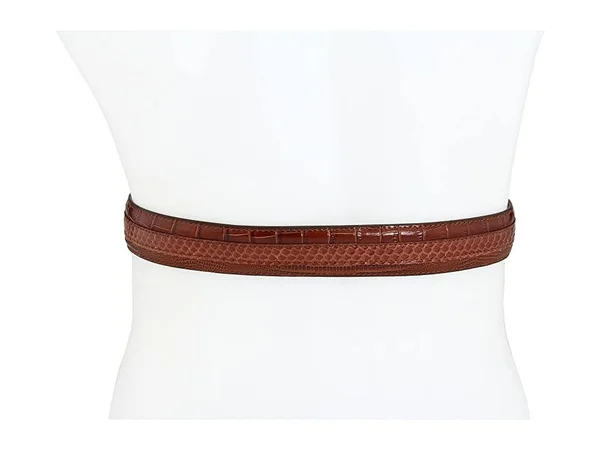 Stacy Adams 35mm Cognac Tri-Leather Embossed - Croc, Lizard, Snake Belt - Tan - 38