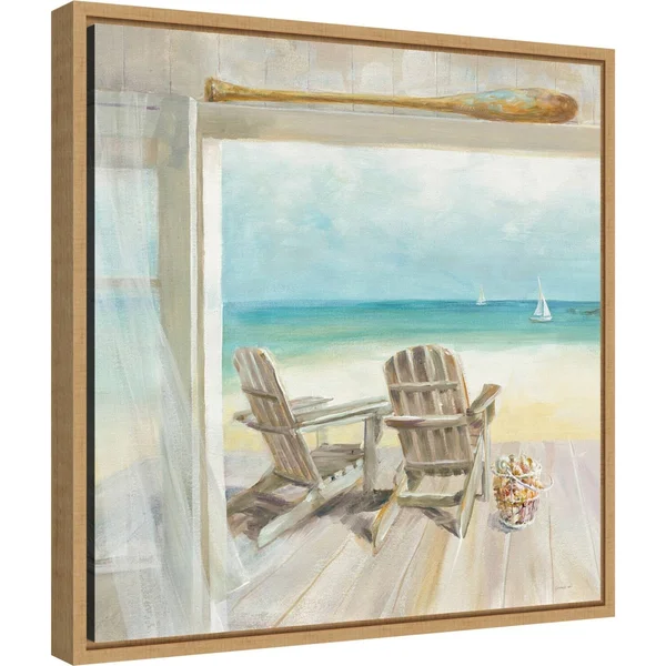 Amanti Art 'Seaside Morning' Framed Canvas Wall Art, Brown, 16x16