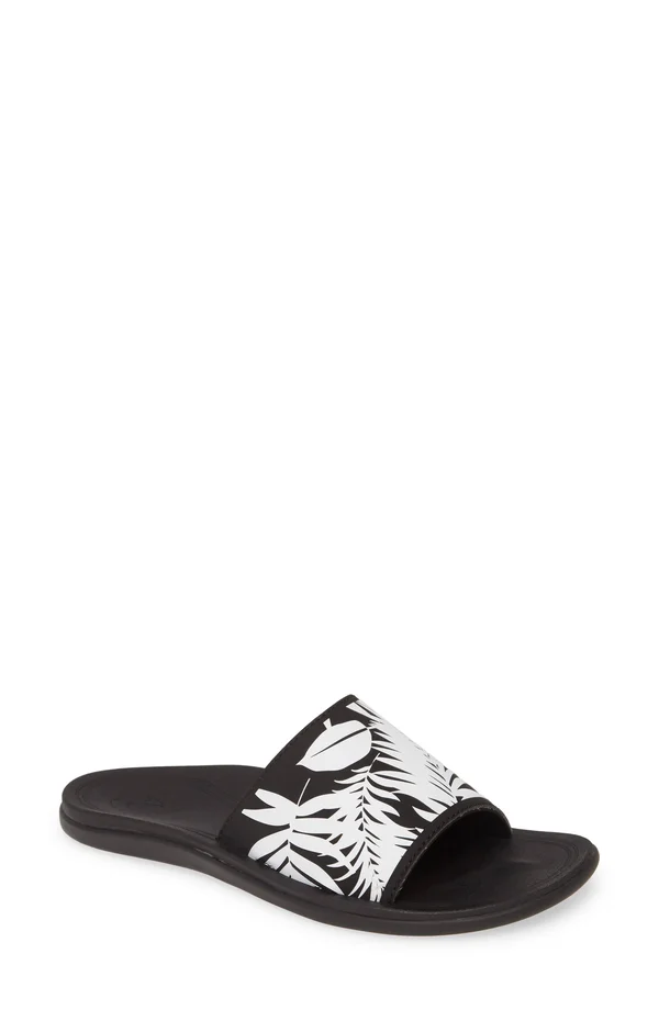 Olukai Punua Olu Women's Slide Sandals Black, Lau - 10
