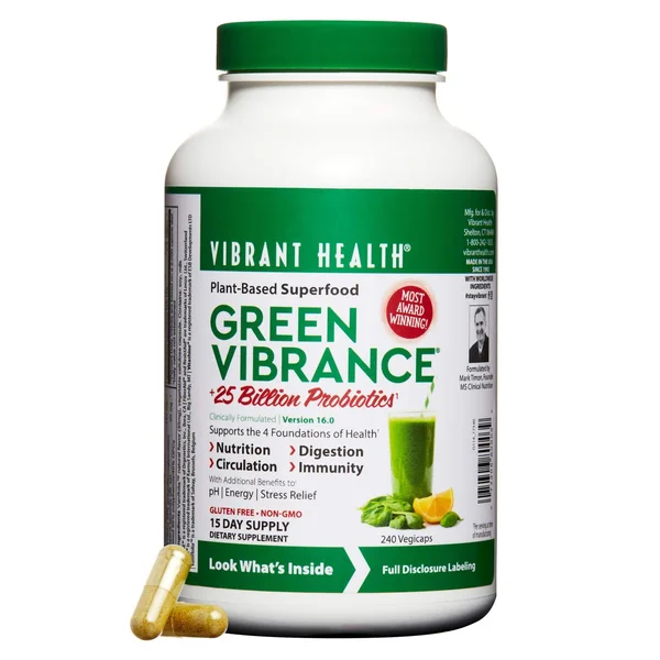 Vibrant Health, Green Vibrance, Plant-Based Superfood to Support (15 Servings)