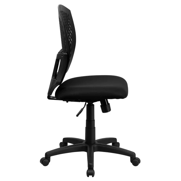 Lancaster Home Mid-Back Designer Back Swivel Adjustable Height Task Office Chair w/ Fabric SEAT, Size: Black