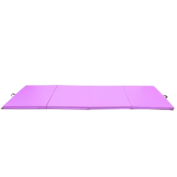 Costway 4& x 10& x 2x22 Thick Folding Panel Aerobics Exercise Gymnastics Mat-Purple