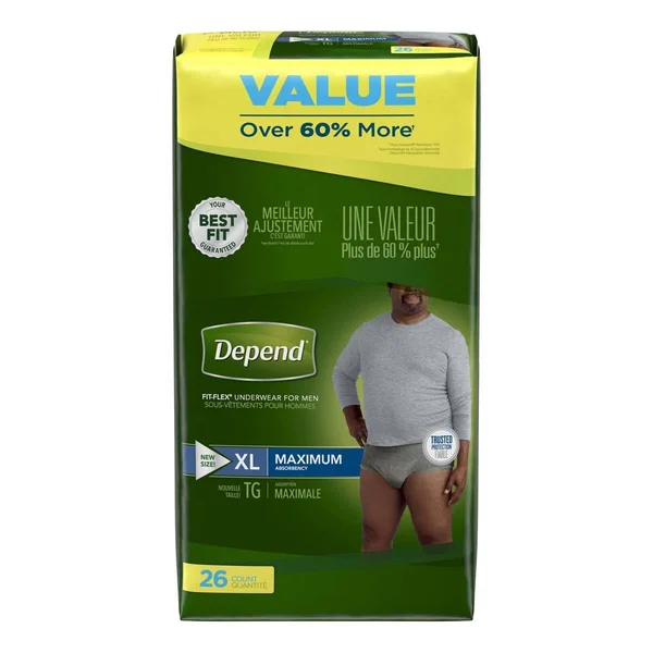 Depend - fit-flex Maximum Absorbent Underwear, Extra Large; Case of 52