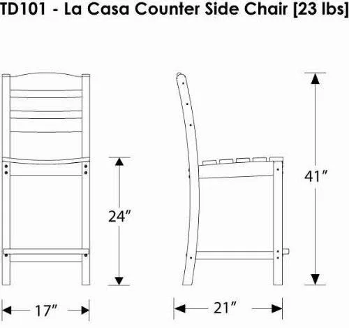 Polywood La Casa Café Counter Side Chair - Black