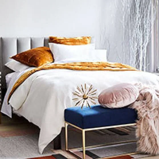 Channel Tufted Headboard, Queen, Distressed Velvet, Mineral Gray