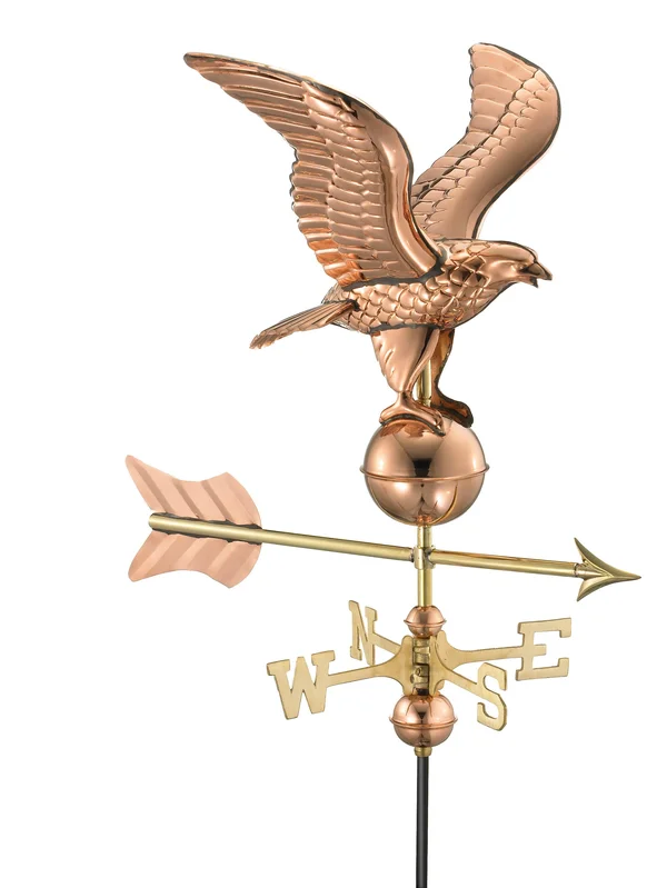Eagle Garden Weathervane with Garden Pole - Polished Copper - Good Directions