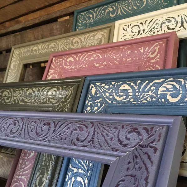 Modern Baroque Embossed Frame in Dusty Blue - 13x22 x 19x22