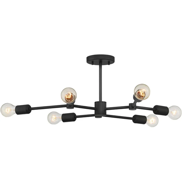 Marco 25x22 Wide Black 6-Light Branching Sputnik Ceiling Light