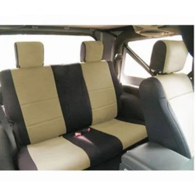 2007 Jeep Wrangler (JK) Coverking Neoprene Rear Seat Cover (Black/Tan) - SPC207