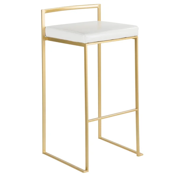 LumiSource Fuji Barstool - Set of 2 - Gold - White