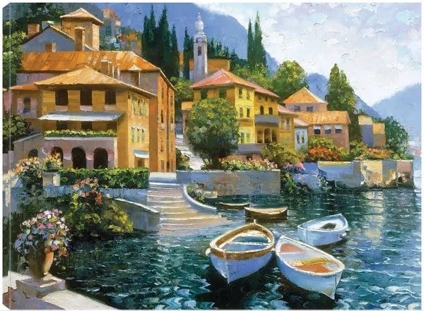 Lake Como Landing Canvas Prints by Behrens International Group - Inc. 32x24 Fineartcanvas