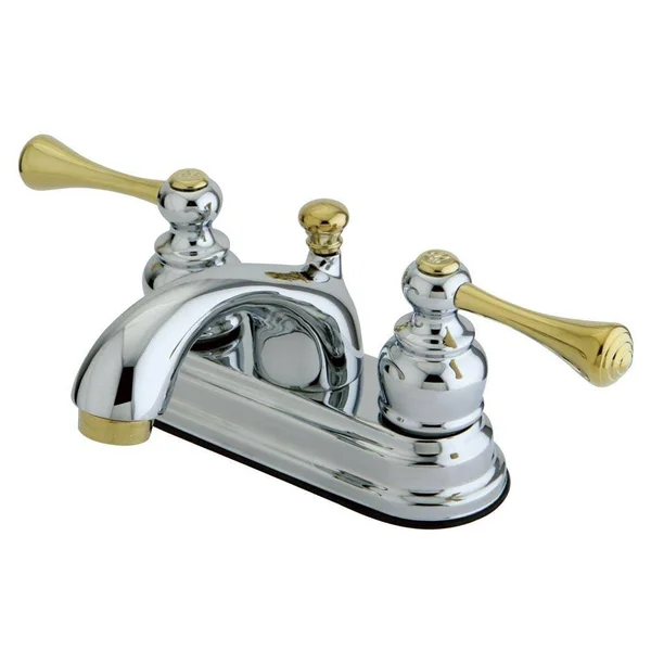 Kingston Brass KB3609BL Vintage Satin Nickel & Polished Brass Two-Handle 4x22 Centerset Lavatory Faucet with Pop-Up