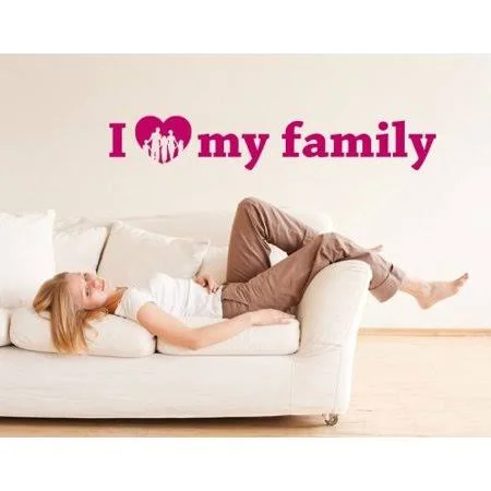 I Love My Family Wall Decal - Wall Decal, Sticker, Mural Vinyl Art Home Decor Quotes and Sayings - 4383 - Lilac, 39in x 9in, Pur