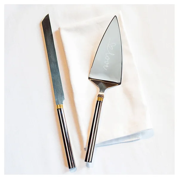 Golden Love Cake Serving Set