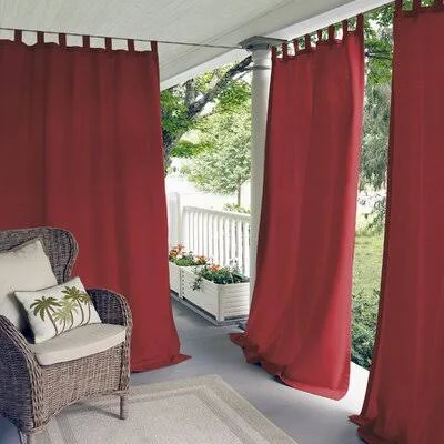 Jarret Solid Room Darkening Outdoor Tab Top Single Curtain Panel Latitude Run Size per Panel: 52x22W x 84x22L, Curtain Color: Re