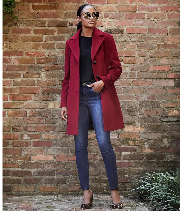 Calvin Klein Single Breasted Cashmere Wool Blend Reefer Coat - 10