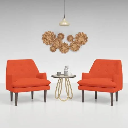 Justroomy Mid-Century Modern Fabric Arm Chairs for Living Room - Set of 2 Mid-Century Modern Accent Chairs Upholstered Side Chair