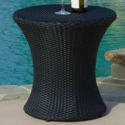 Beachcrest Home Grayling Wicker Side Table Finish: Black