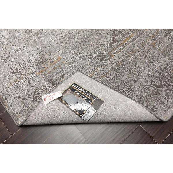 Oriental Rug of Houston 6'07 inchx9' Machine Made Polypropylene KPSI Premium Oriental Area Rug Silver, White Color, Size: 6 x 9