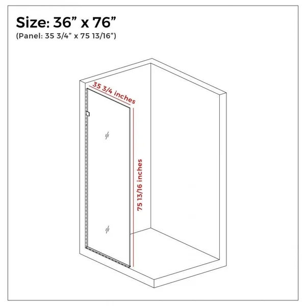 Milan Stationary Panel Shower Screen 36 x 76 inch Clear Glass - Brushed Nickel Finish