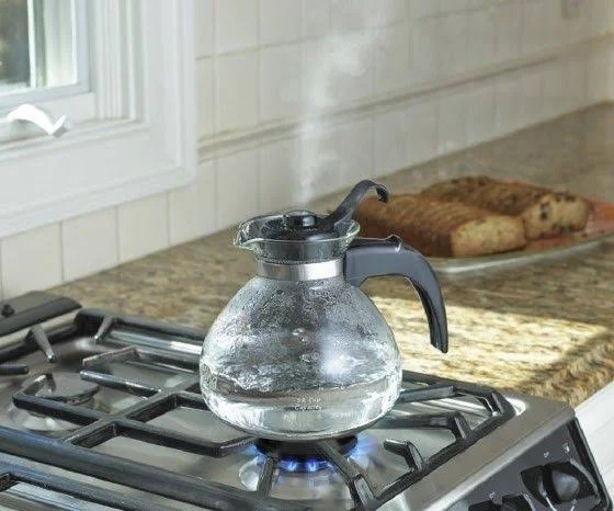 Medelco 12-Cup Glass Stovetop Whistling Kettle, New