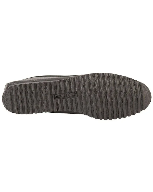 Minnetonka Deerskin Gore Front Flat - Women's - Black