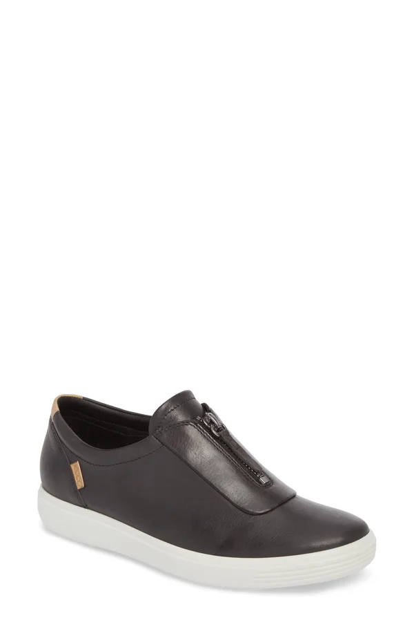 Women's Ecco Soft 7 Zip II Sneaker - Size: 36, Black
