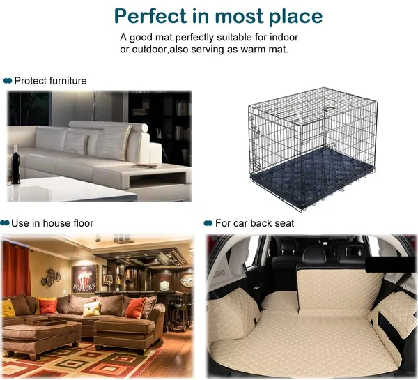 Dog Bed Mat Washable - Soft Fleece Crate Pad - Anti-Slip Matress