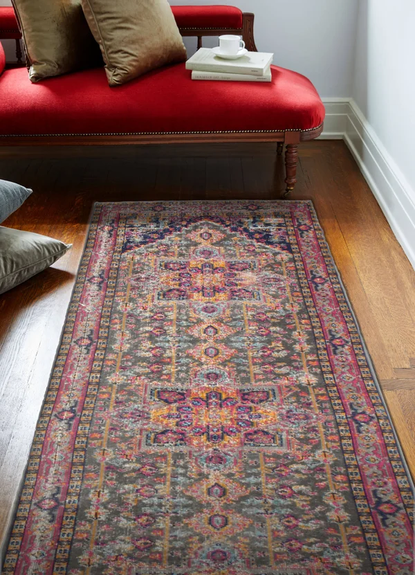 Bashian Heritage Blake 5&3x22 x 7&6x22 Area Rug in Gray